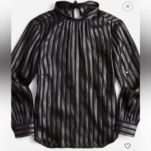 J. Crew Metallic Chiffon mock neck top